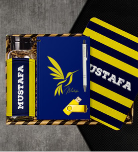eJOYA Kişiye Özel Defter & Kalem & Matara & Mousepad & Usb Bellek Hediye Kutusu 112970