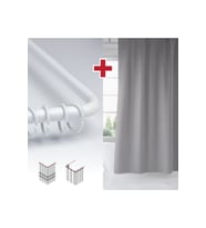 Gri Renk Banyo Perdesi Askı Hediyeli 180x200cm Tek Kanat Duş Perdesi, L Boru Hediyeli
