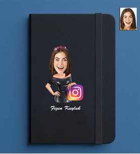 Kişiye Özel Kadın Model 13x21 Siyah Defter-50