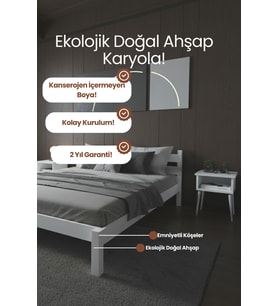 Letto Model Masif Ahşap Karyola Kolay Kurulum Fırınlanmış İthal Sibirya Çamı 120x200 Yatak Uyumlu