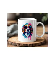 Renkli Köpek Tasarımlı Beyaz Seramik Baskılı Kupa Bardak 330ml