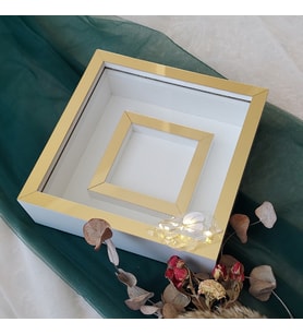Ledli Beyaz-Gold Pleksi Kaplı Derin Çerçeve Gül Tasarımlarınız İçin(Fotoğraf Hediye)