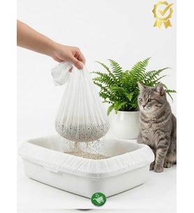 3'lü Elekli Kedi Kumu Filtresi Poşeti (80x120 cm Jumbo Boy), Lastikli ve Yırtılmaz Kedi Tuvaleti Temizleme Filesi, Açık ve Kapalı Kedi Tuvaletleri ile Uyumlu Pratik Elek