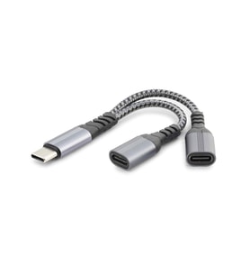 Type-C To 2 x Type-C F Kablo Car Şarj Siyah GJ-015 (Standart)