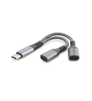 Type-C To 2 x Type-C F Kablo Car Şarj Siyah GJ-015 (Standart)