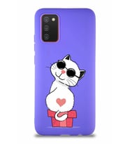 Samsung Galaxy A02S Soft Premier Kapak Coolcat Tasarımlı Silikon Kılıf - Mor (Şeffaf)