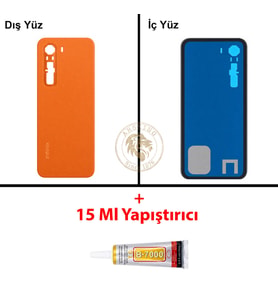 Infinix Hot 60 Pro Turuncu Uyumlu Arka Kapak + B7000 Yapıştırıcı Arka Cam Batarya Pil Kapağı