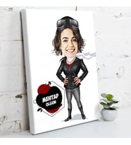Maceracı Kadın Karikatürlü Kanvas Tablo
