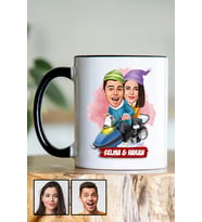 Sevgililere Komik Hediye Kış Temalı  Karikatürlü Siyah Kupa Bardak