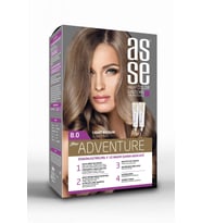Asse Adventure Set Saç Boyası, Kalıcı ve Canlı Renkler 1+1 Kullanım Seti No8.0 Açık Kumral