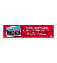 Yüzüncü Yılımız Kutlu Olsun Kumaş Pankart-4 (Kırmızı)