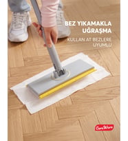 Home Care Pratica  Mop Set El Değmeden Bez Tak Çıkar Kullan At ve Tüm Bezlerle Uyumlu (Silver)