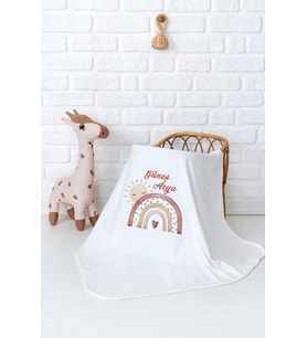 Pia Baby Premium %100 Pamuk Çift Kat Penye Bebek Battaniyesi 80x80 cm 5059-11 (Krem)