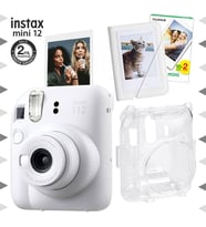 Instax mini 12 Beyaz Fotoğraf Makinesi-20'li Film-Mini Albüm ve Şeffaf Kılıf Seti