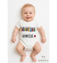 Babaannesinin Kıymetlisi Yazılı Çıtçıtlı Bebek Body Tulum  %100 Pamuk Kısa Kollu Zıbın  0-3Ay-24Ay (Beyaz)