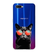 PrintiFy Oppo RX17 Neo  ile Uyumlu 1mm Slim Fit Kedi 3 050d Baskılı Şeffaf  Kılıf