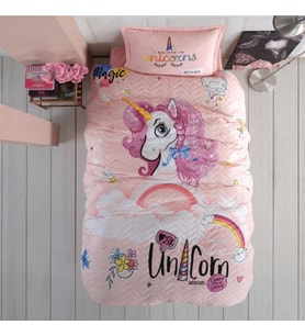 Clasy %100 Pamuk Dört Mevsim Set Tek Kişilik Pink Dreams V1 Pudra