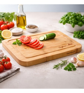 BK Gift Kişiye Özel Bambum Talau Büyük Boy Bambu Kesme Tahtası 39x30 cm – Doğal Bambu Doğrama Tahtası