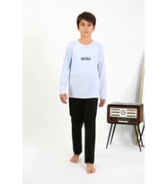Erkek Çocuk Uzun Kol Penye Pijama Takım BuzMavisi