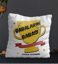 Kişiye Özel Babaların Babası Temalı Kare Yastık (Beyaz)