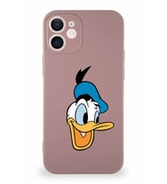 Apple iPhone 12 Mini Soft Premier Kapak Donald Duck-A Tasarımlı Silikon Kılıf - Pudra (Şeffaf)