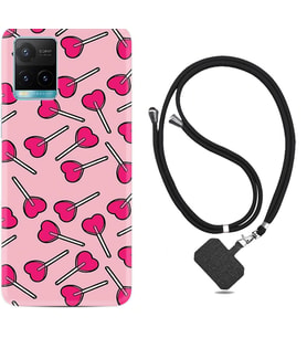 Vivo Y11S Y21S Y20 Y20S Y70 Kılıf Boyun Askılı Silikon Heart Lollipop 1414