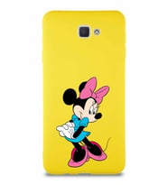 Samsung Galaxy J7 Prime Soft Premier Kapak Minnie Mouse-F Tasarımlı Silikon Kılıf - Sarı (Şeffaf)