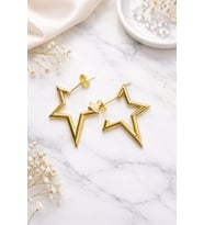 Gold Renk Geometrik Yıldız Çelik Küpe