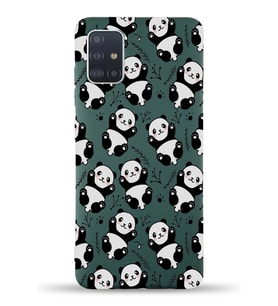 Samsung Galaxy M31s Uyumlu Lansman Kılıf Panda Tasarımlı İçi Kadife Kapak-Yeşil (Şeffaf)