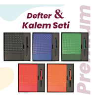 Akpınar Promosyon Premium Deri Görünümlü Defter & Kalem Hediye Seti (Düz Siyah)