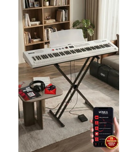 Midex PS4000WH-SET Tuş Hassasiyetli 61 Tuşlu Org Bluetooth USB Midi (Sustain Pedalı Çanta Kulaklık Stand METOD)