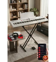 Midex PS4000WH-SET Tuş Hassasiyetli 61 Tuşlu Org Bluetooth USB Midi (Sustain Pedalı Çanta Kulaklık Stand METOD)