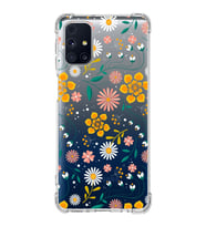 Samsung Galaxy M31s  Köşe Korumalı Antişok Kapak Çiçek Tasarımlı Şeffaf Silikon Kılıf