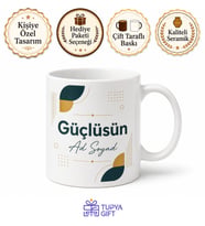 İsme Özel Güçlüsün Yazılı Kupa Bardak Hediye Özel Tasarım Porselen