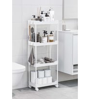 Beyaz 4 Katlı Tekerlekli Düzenleyici Mutfak ve Banyo Rafı Vesken