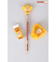 LİSANSLI GALATASARAY SİLGİ TEPELİ KURŞUN KALEM, LOGO SİLGİ VE KALEMTRAŞ KIRTASİYE SETİ