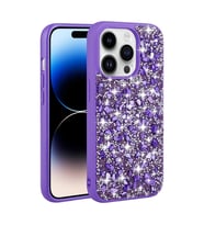 Apple iPhone 14 Pro Kılıf Parlak Taşlı Tasarım Zore Linea Kılıf (Mor)