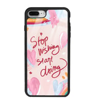 iPhone 8 Plus Pembe Motto Tasarımlı Glossy Telefon Kılıfı