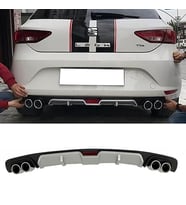 Seat Leon Mk3 Style Gri Difüzör 4 Krom Egzoz Görünümlü Difizör Arka Ek Body Kit 2012 - 2016