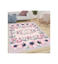 Rovigo Home Dijital Baskı Yıkanabilir Kaymaz Taban Salon Halısı RVG0640 (Pembe)