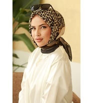 Leopar Desen Soft Eşarp 634 - Siyah