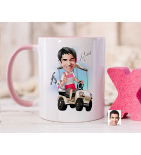 Bk Gift Kişiye Özel Golf Oyuncusu Karikatürlü Pembe Kupa Bardak-6, Sevgiliye Hediye, Arkadaşa Hediye