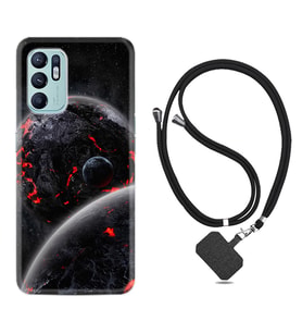 Oppo Reno 6 Kılıf Resimli Boyun Askılı İpli Desenli Silikon Series Dark World 1867
