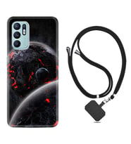 Oppo Reno 6 Kılıf Resimli Boyun Askılı İpli Desenli Silikon Series Dark World 1867