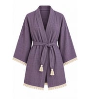 Kimono Müslin 2 Katlı Peştemal Bornoz (Beden L-XL)