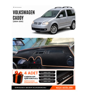 e-biz VOLKSWAGEN CADDY (2004-2010) Uyumlu Torpido Örtüsü, Torpido Kılıfı - Siyah-Kahverengi - VW002
