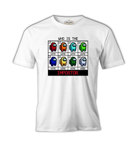 Among Us - Who is the Impostor Beyaz Erkek Tshirt