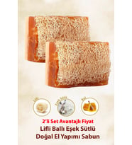 Arap Makyaj Dünyası 2'li Lifli Ballı Eşek Sütlü El Yapımı Sabun 2x120 gr - Eşşek Sütlü