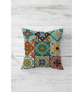 Patchwork Etnik Desen Çift Tarafı Baskılı Gizli Fermuarlı Yastık Kılıfı Kırlent Koltuk Yastık Kılıfı (Çok Renkli)