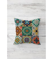Patchwork Etnik Desen Çift Tarafı Baskılı Gizli Fermuarlı Yastık Kılıfı Kırlent Koltuk Yastık Kılıfı (Çok Renkli)